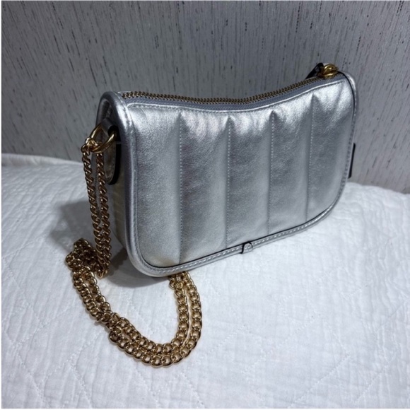 Coach 20 swinger metallic hobo crossbody handbag silver gold two tone mini purse - Picture 9 of 17